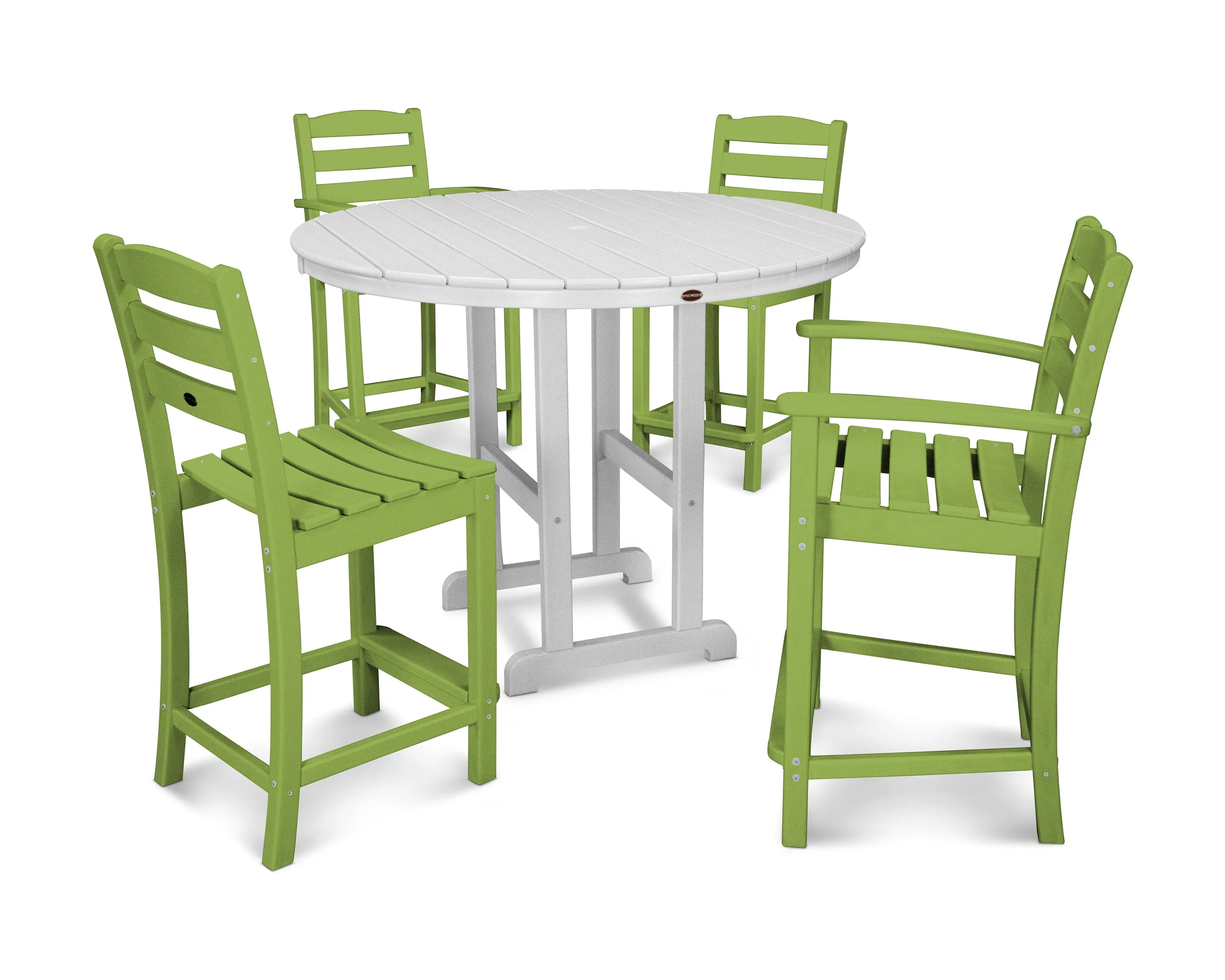 La Casa Café 5-Piece Round Farmhouse Counter Dining Set
