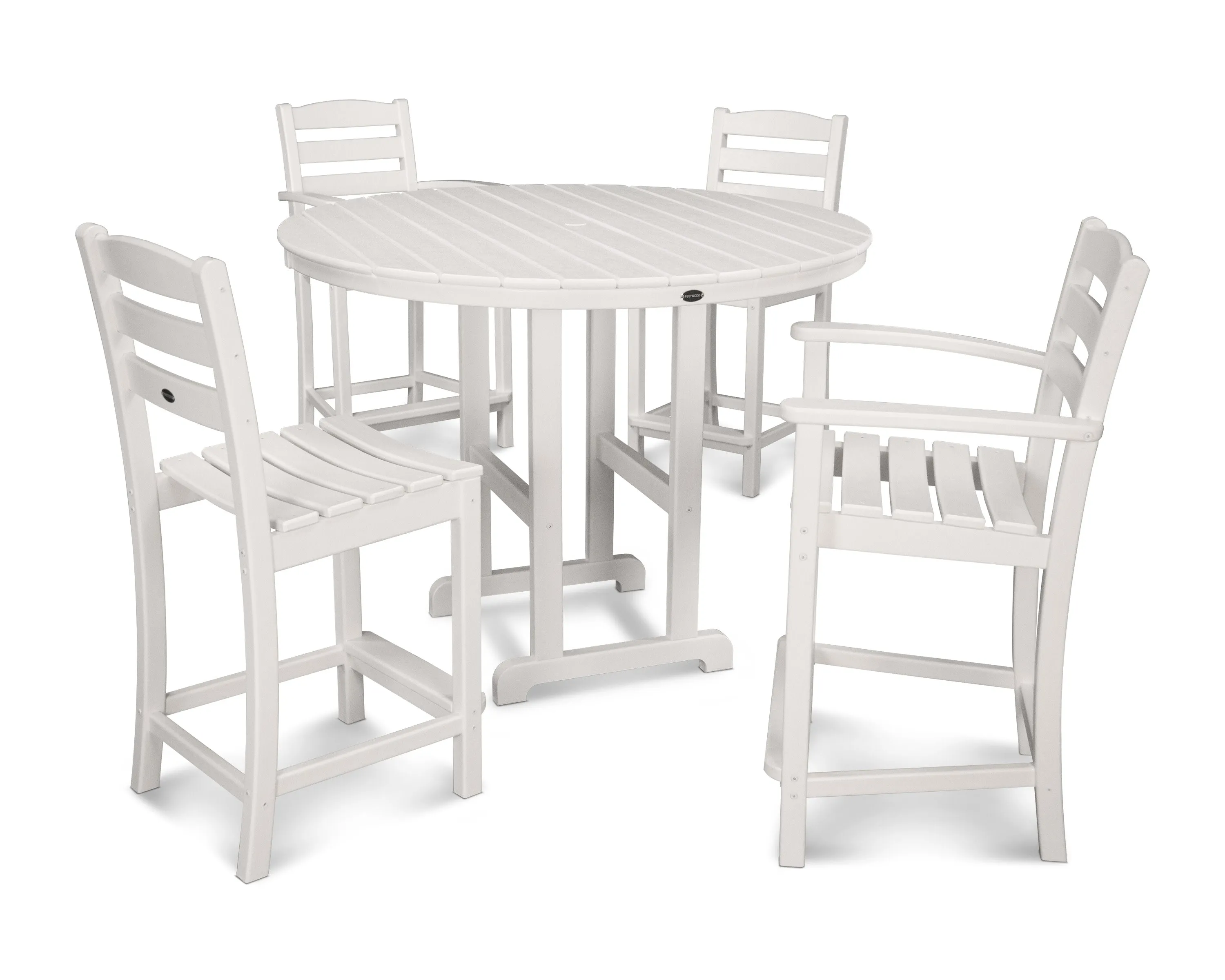 La Casa Café 5-Piece Round Farmhouse Counter Dining Set