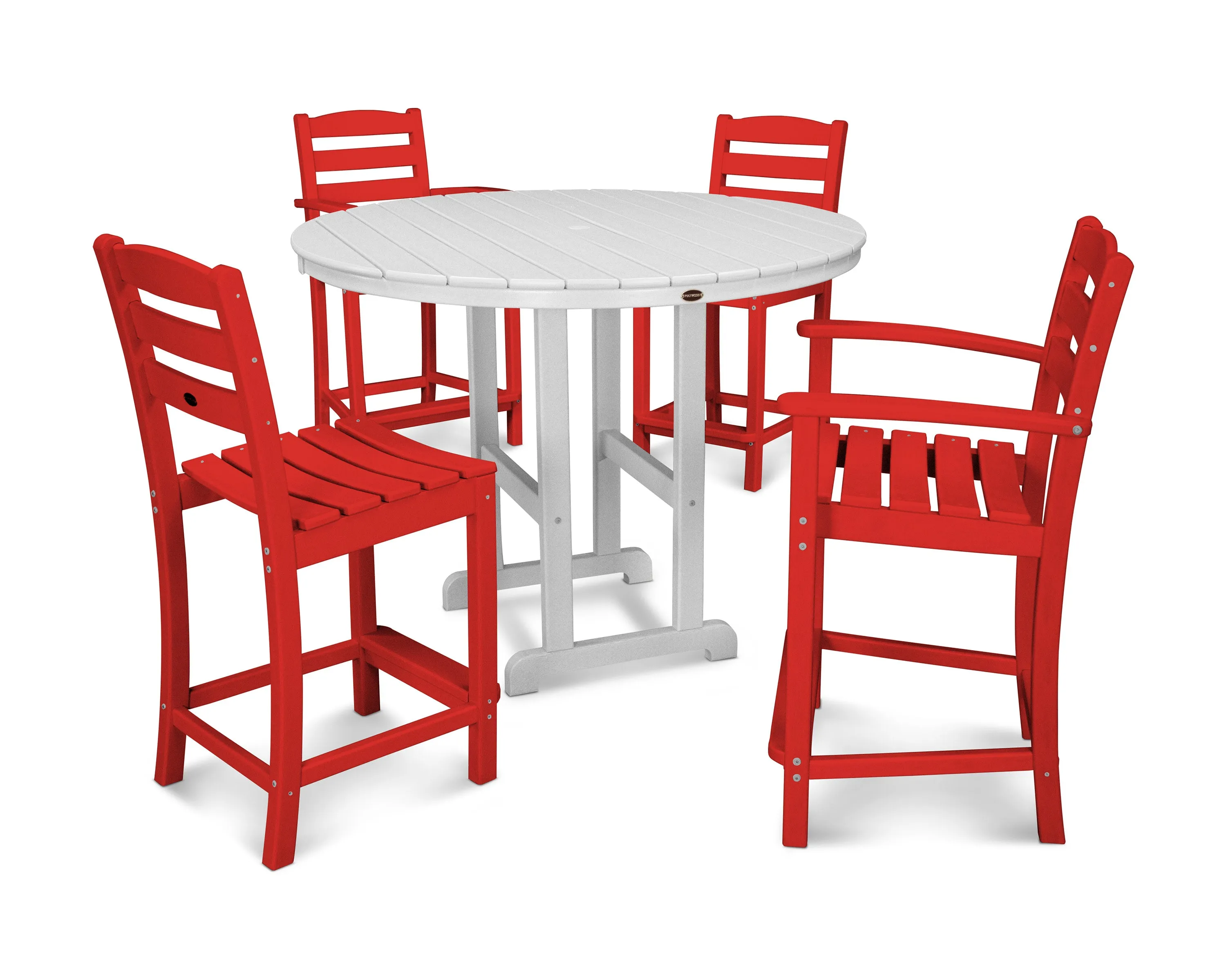 La Casa Café 5-Piece Round Farmhouse Counter Dining Set