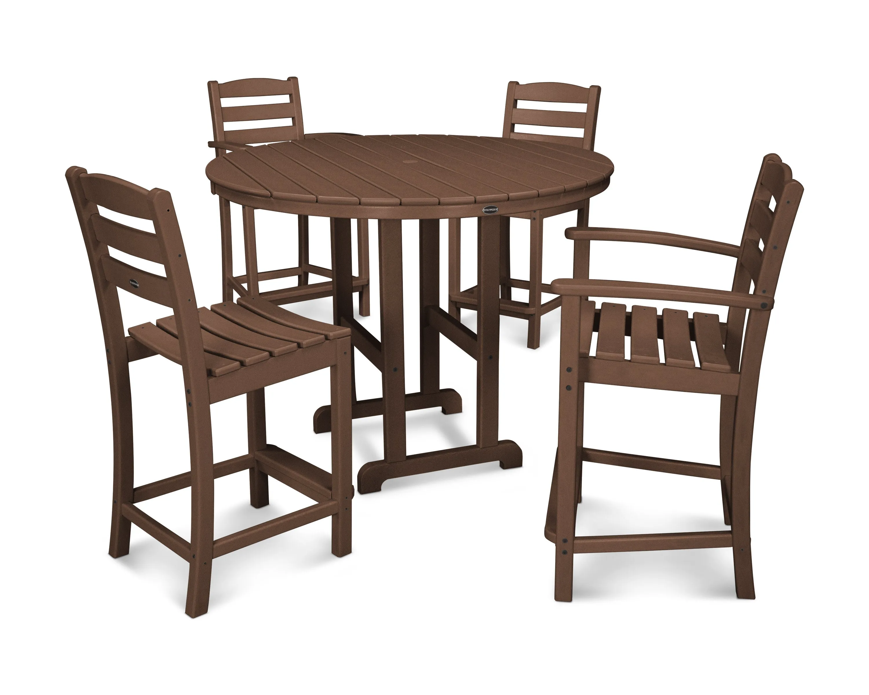 La Casa Café 5-Piece Round Farmhouse Counter Dining Set