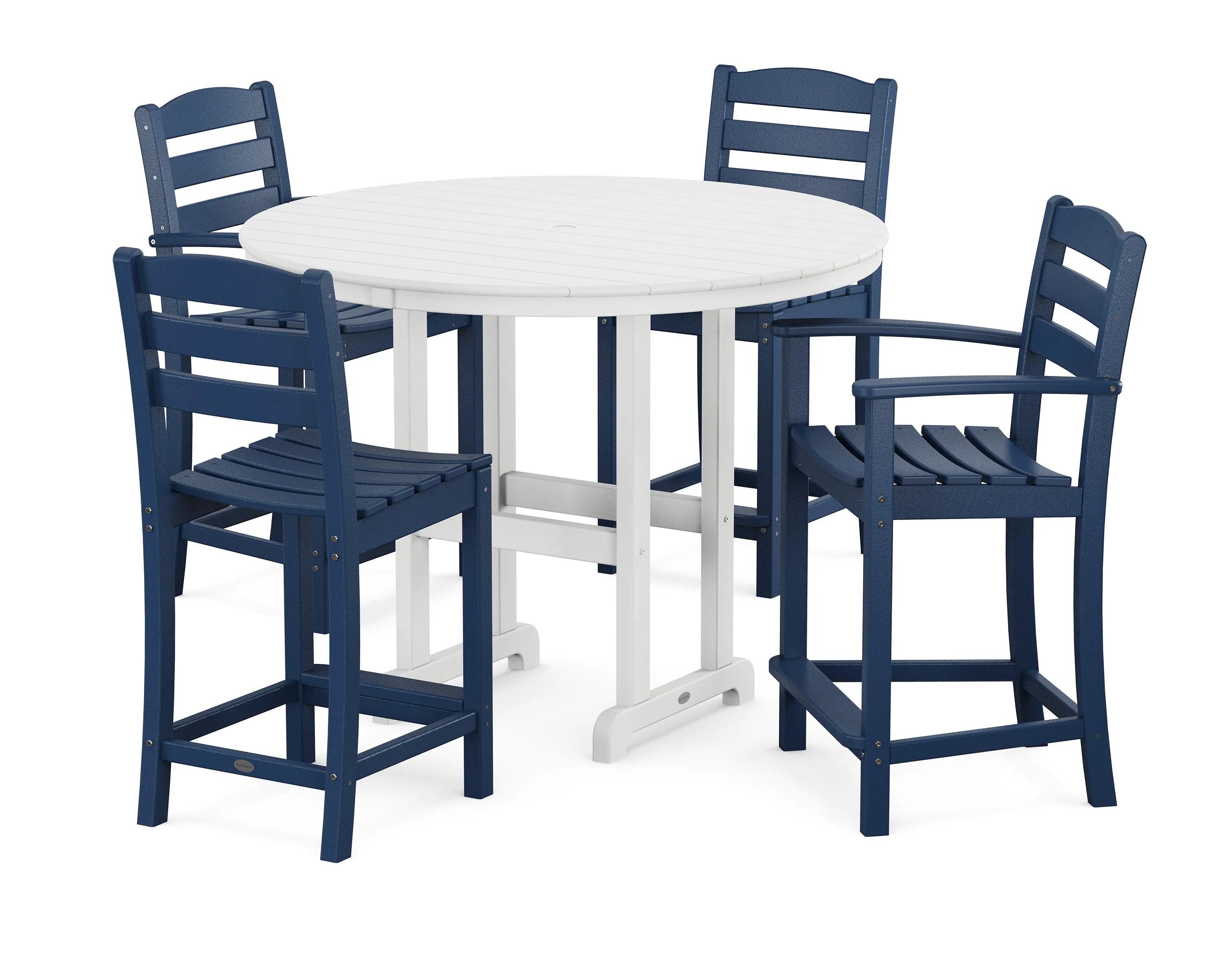 La Casa Café 5-Piece Round Farmhouse Counter Dining Set