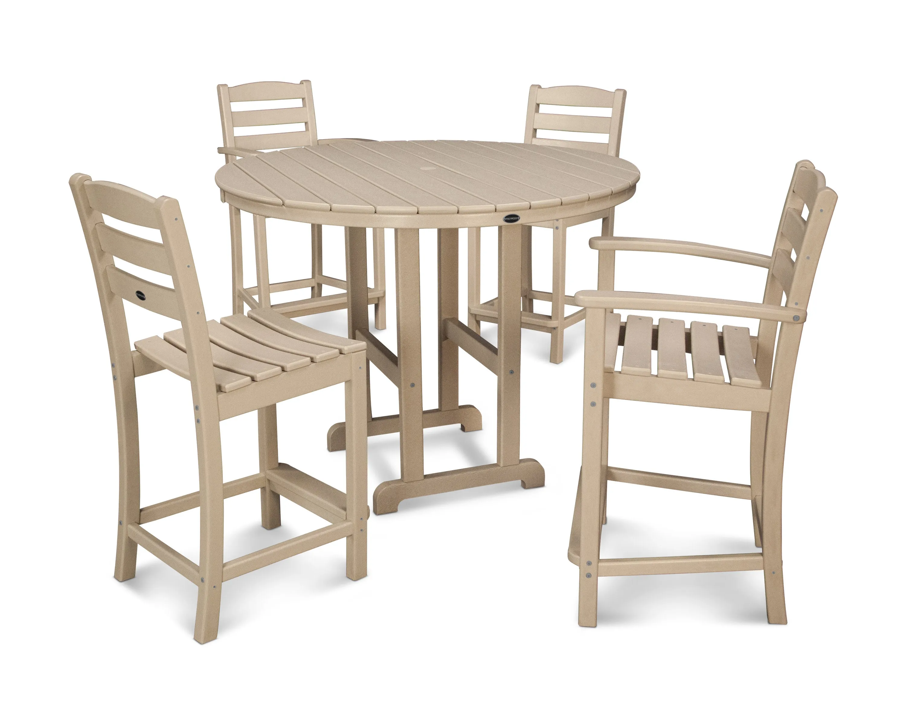 La Casa Café 5-Piece Round Farmhouse Counter Dining Set