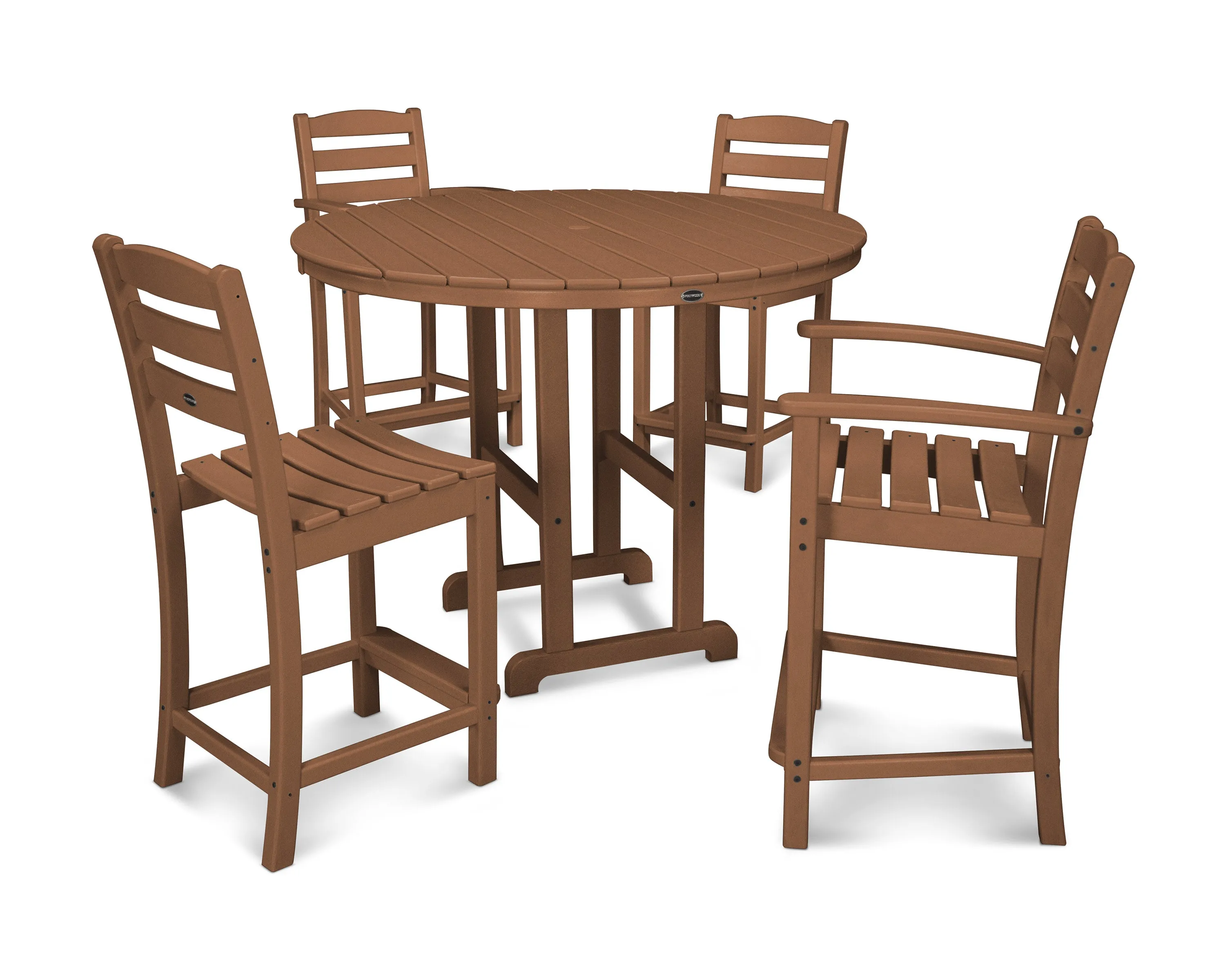 La Casa Café 5-Piece Round Farmhouse Counter Dining Set