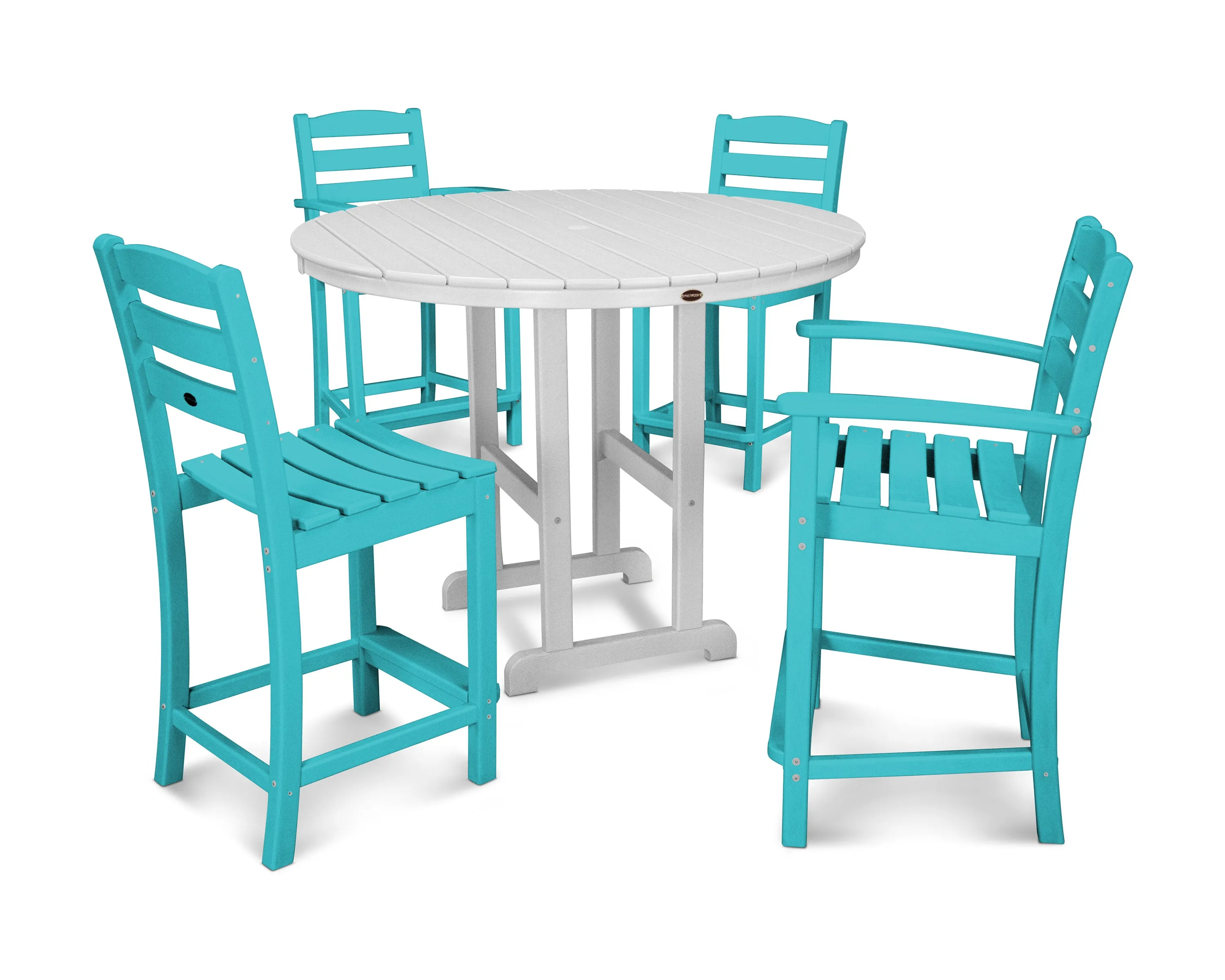 La Casa Café 5-Piece Round Farmhouse Counter Dining Set