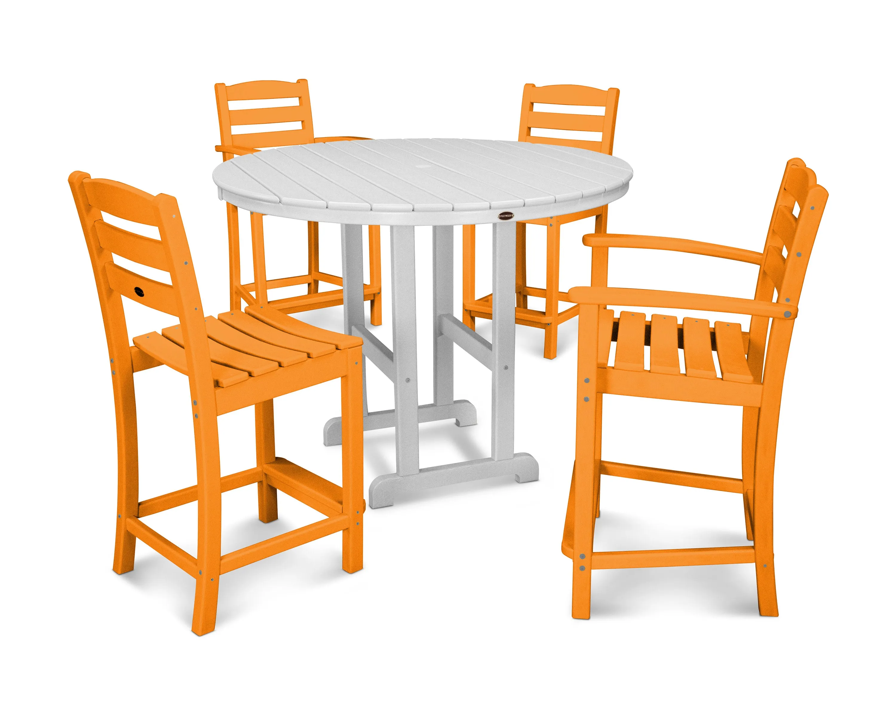 La Casa Café 5-Piece Round Farmhouse Counter Dining Set