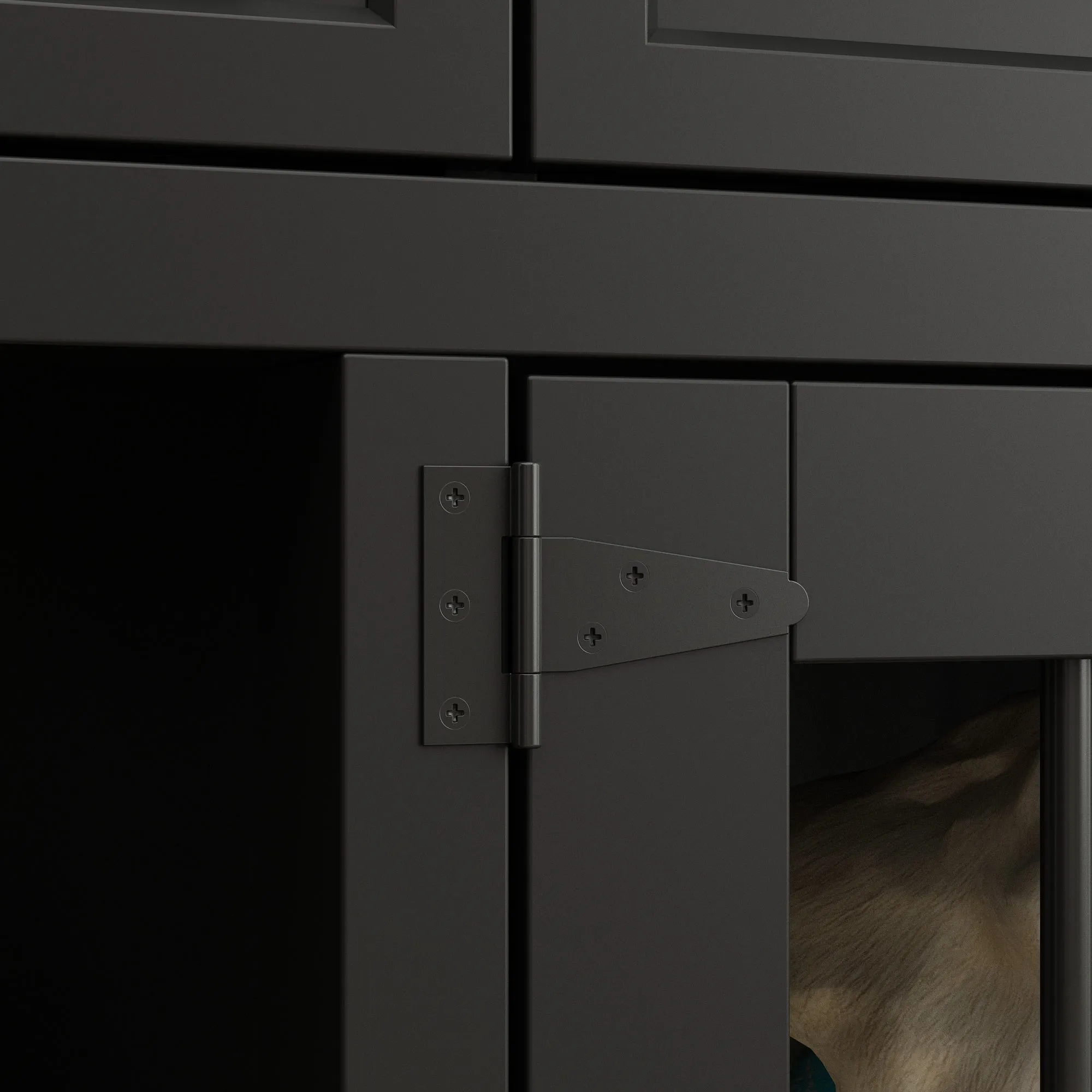 Large Dog Crate Furniture with Divider and 4 Drawers