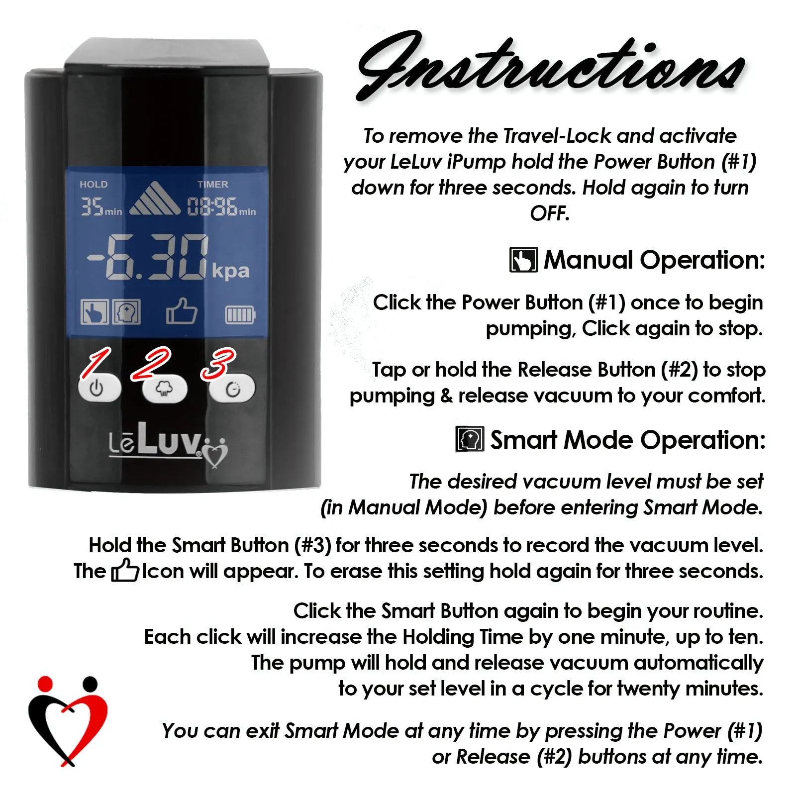 LeLuv iPump Head Unit | 3-Speed, Smart or Smart LCD | Rechargeable or Battery-Powered