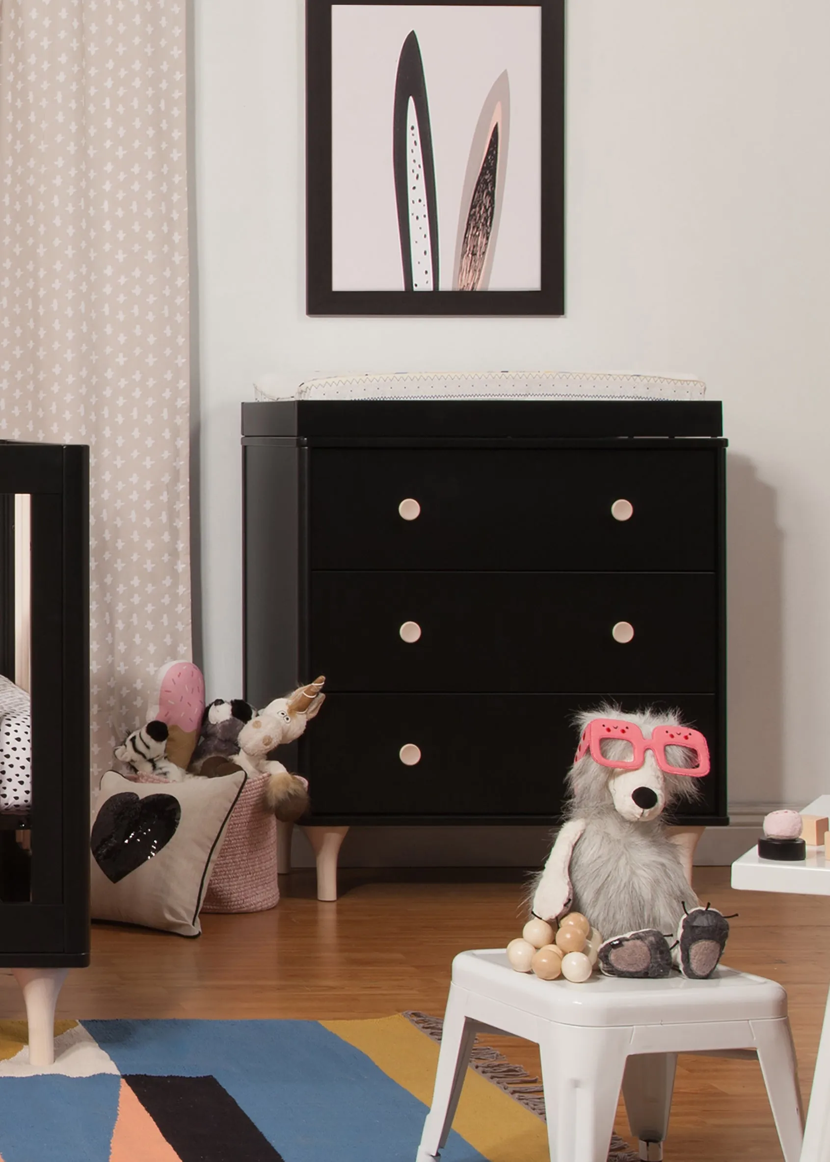 LOLLY 3 DRAWER CHANGER DRESSER - BLACK/WASHED NATURAL