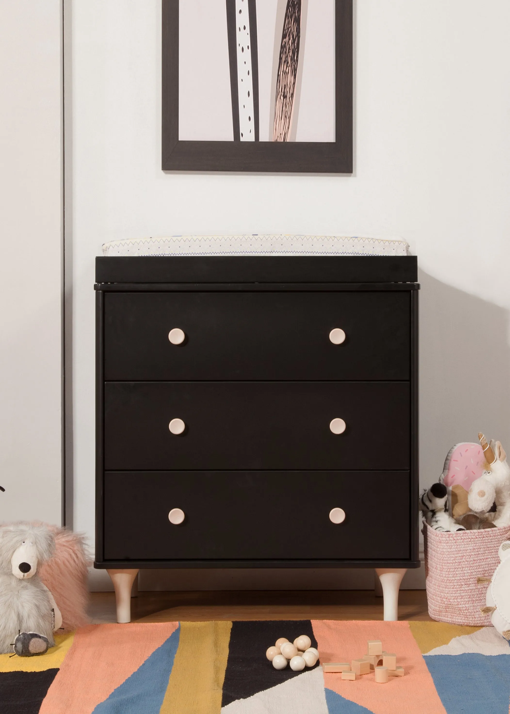 LOLLY 3 DRAWER CHANGER DRESSER - BLACK/WASHED NATURAL