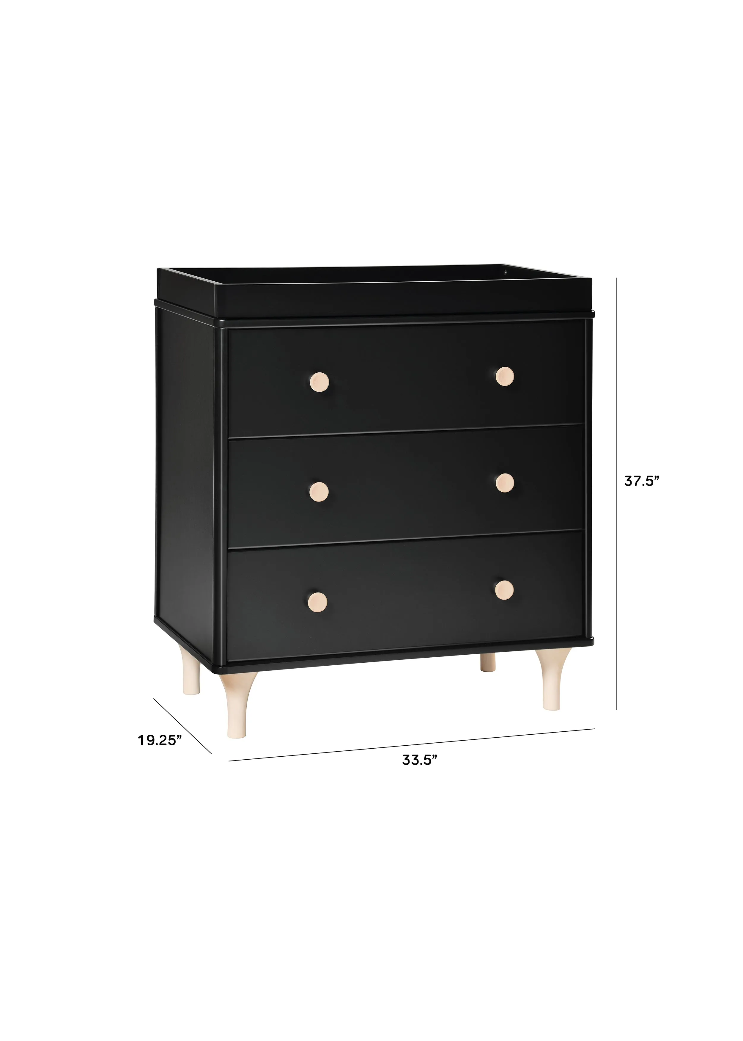 LOLLY 3 DRAWER CHANGER DRESSER - BLACK/WASHED NATURAL