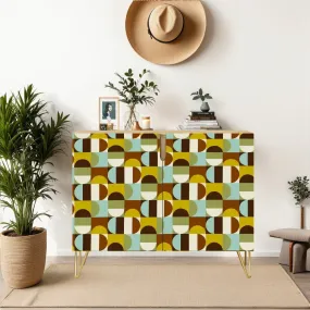 Mid Century Modern Wooden Storage Cabinet, Retro Geometric Sideboard, MCM Home Decor Organizer