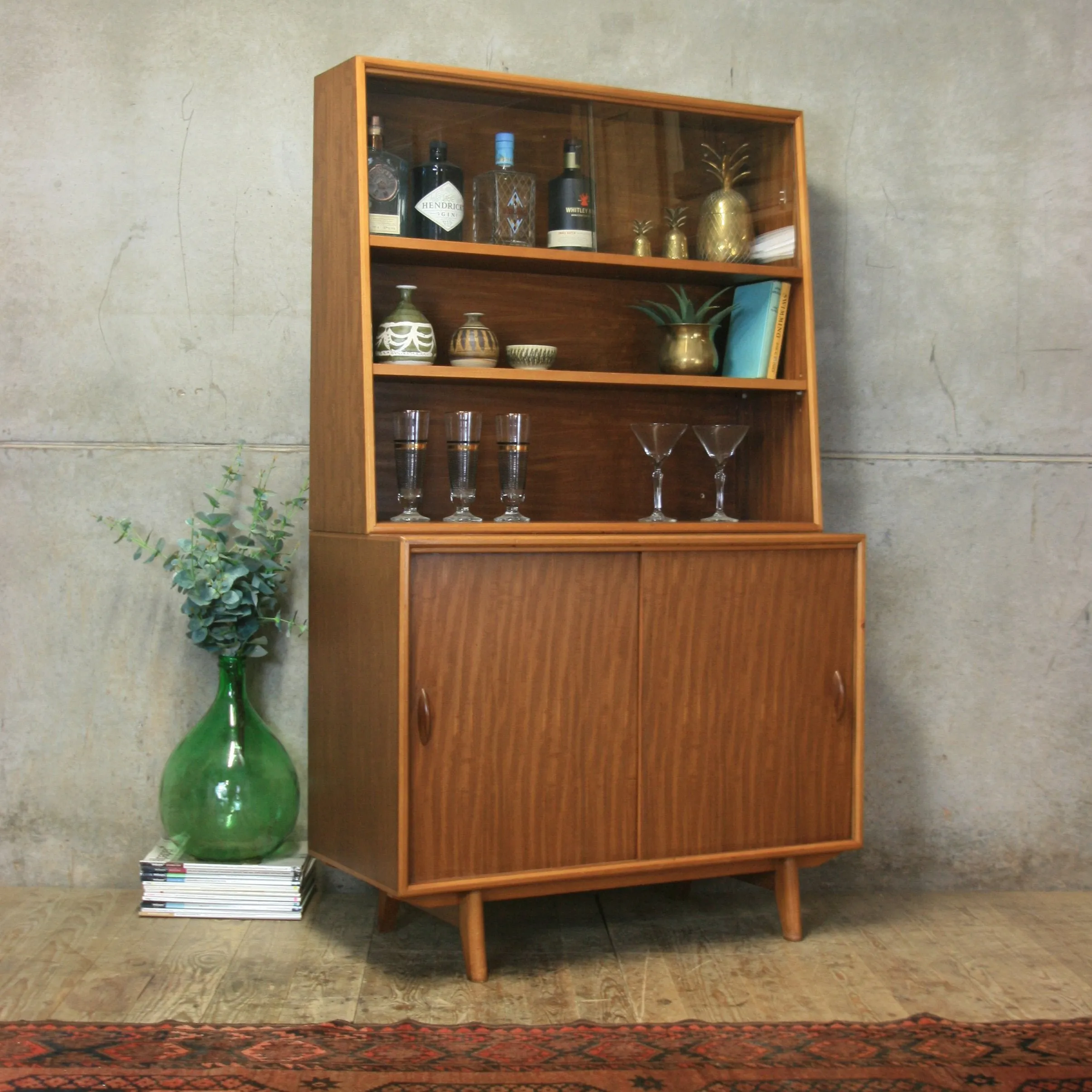 Mid Century Teak Drinks Cabinet / Bookcase – 1110b