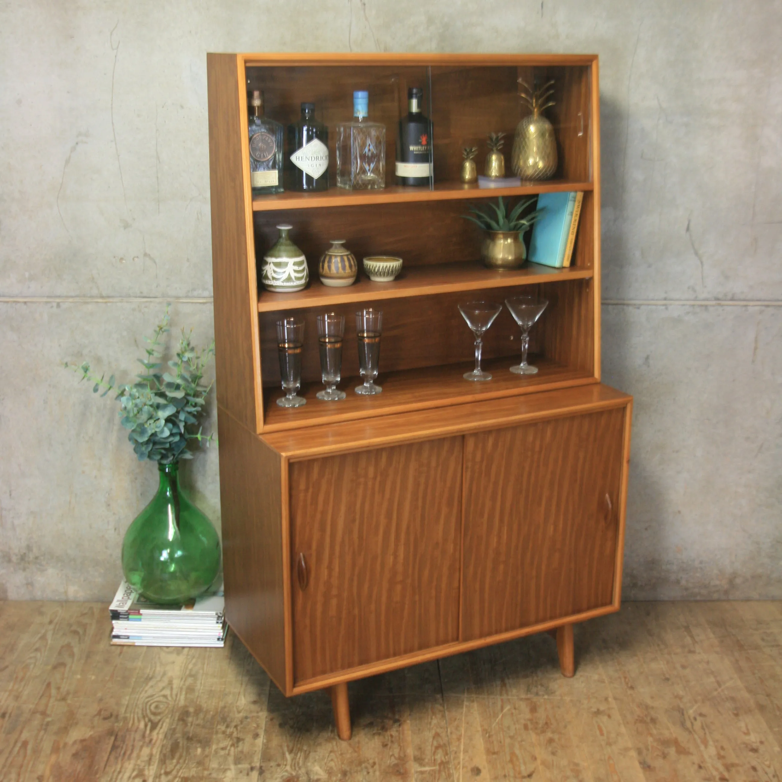 Mid Century Teak Drinks Cabinet / Bookcase – 1110b