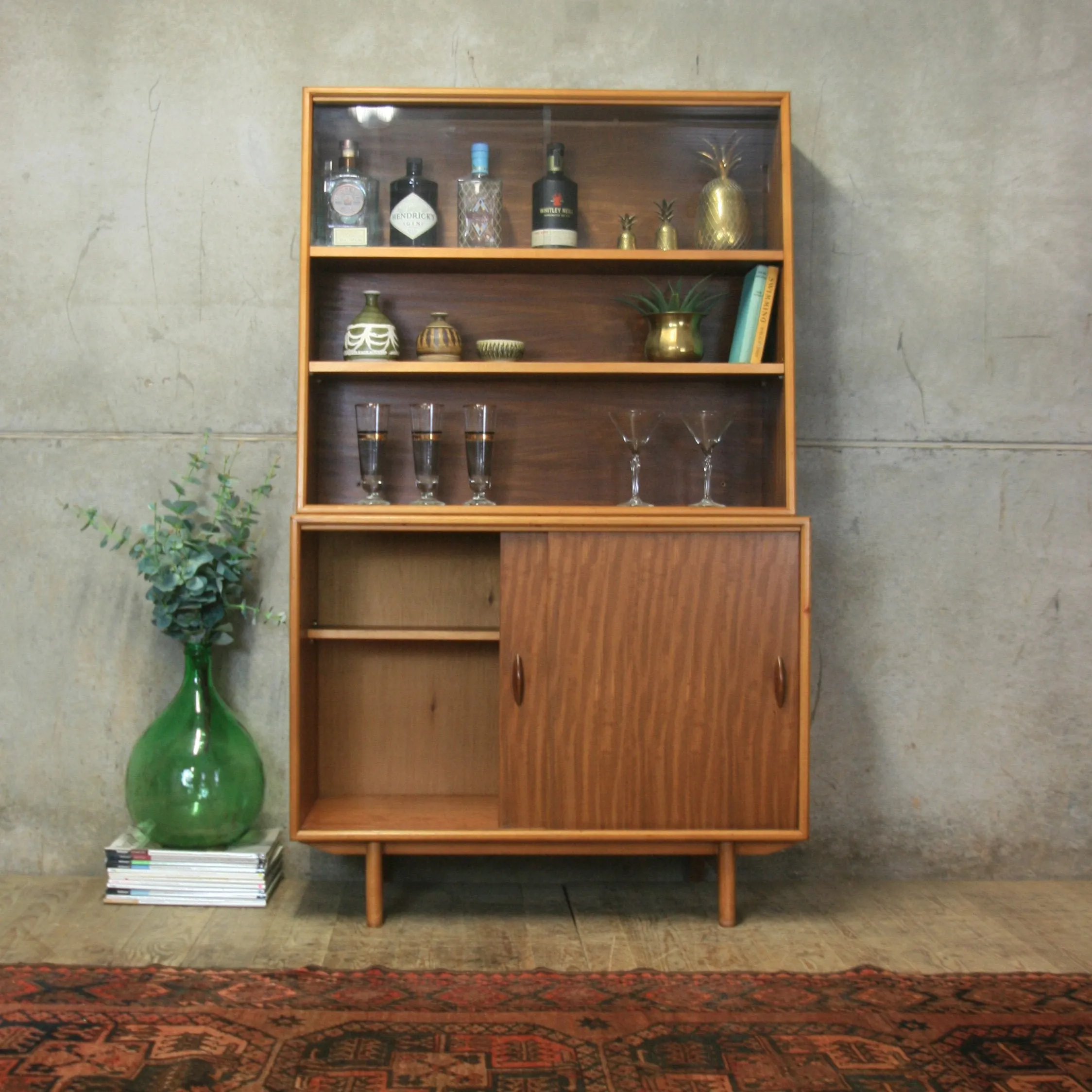 Mid Century Teak Drinks Cabinet / Bookcase – 1110b