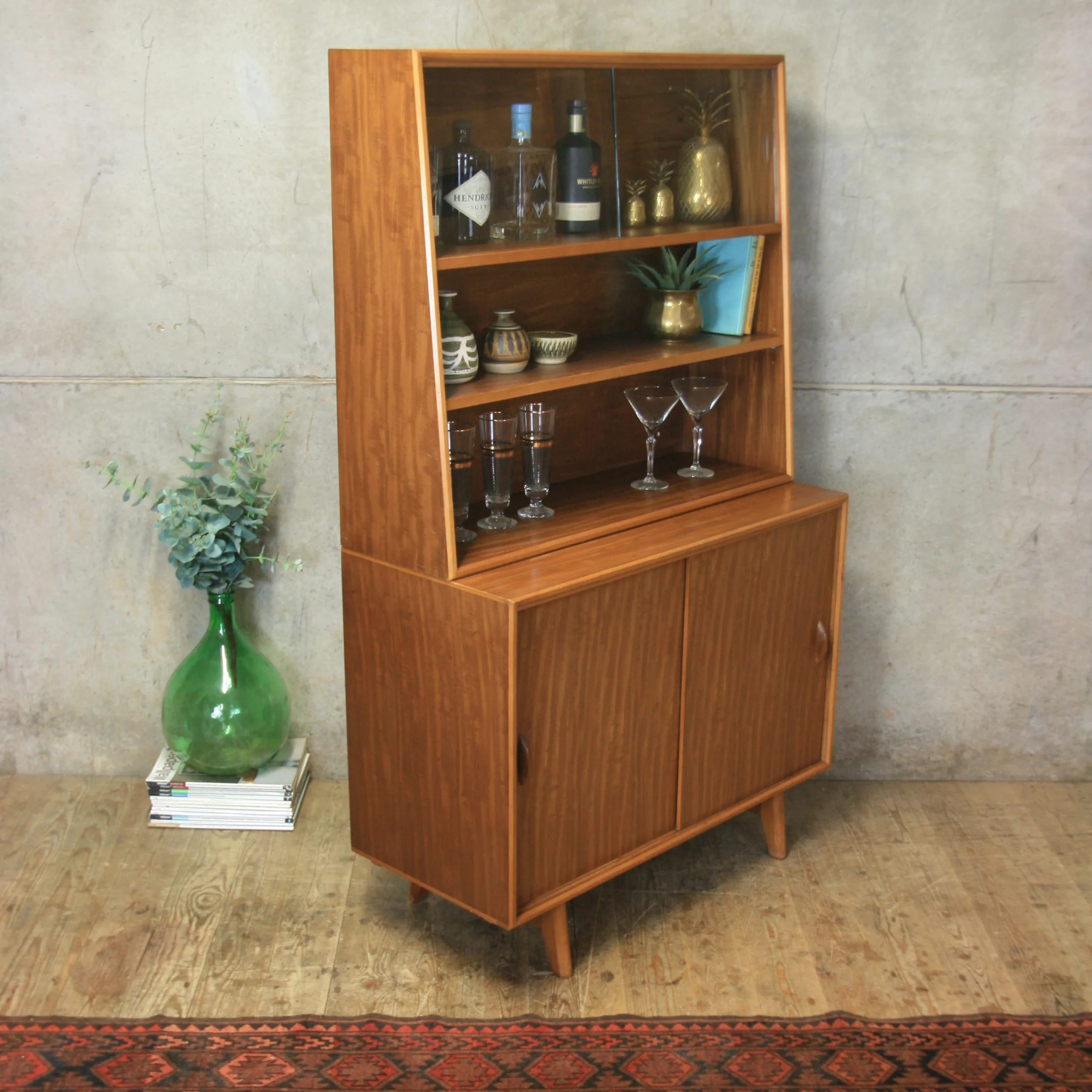 Mid Century Teak Drinks Cabinet / Bookcase – 1110b