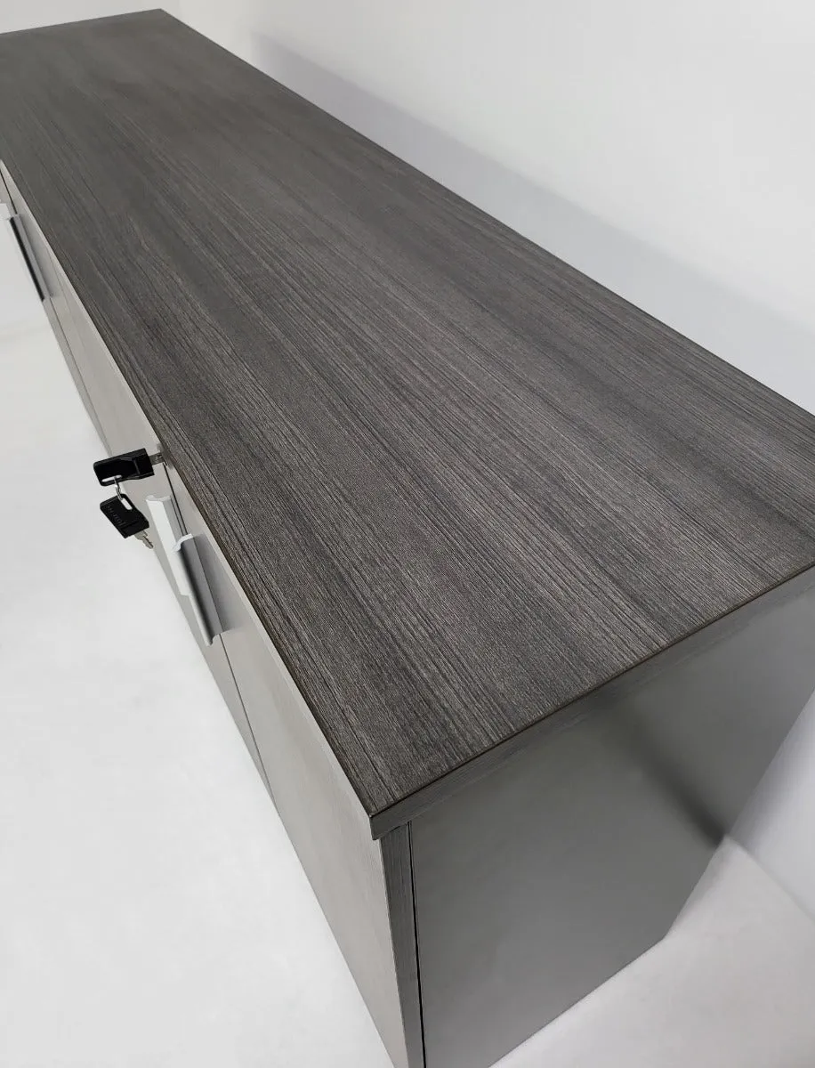 Modern 1600mm Wide Four Door Grey Oak Executive Office Cupboard - S0616-4DR