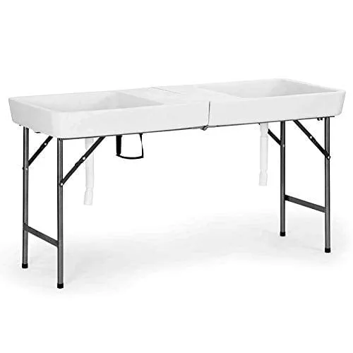 Modern Home 5' Portable Folding Party Ice Bin Table with Skirt - White