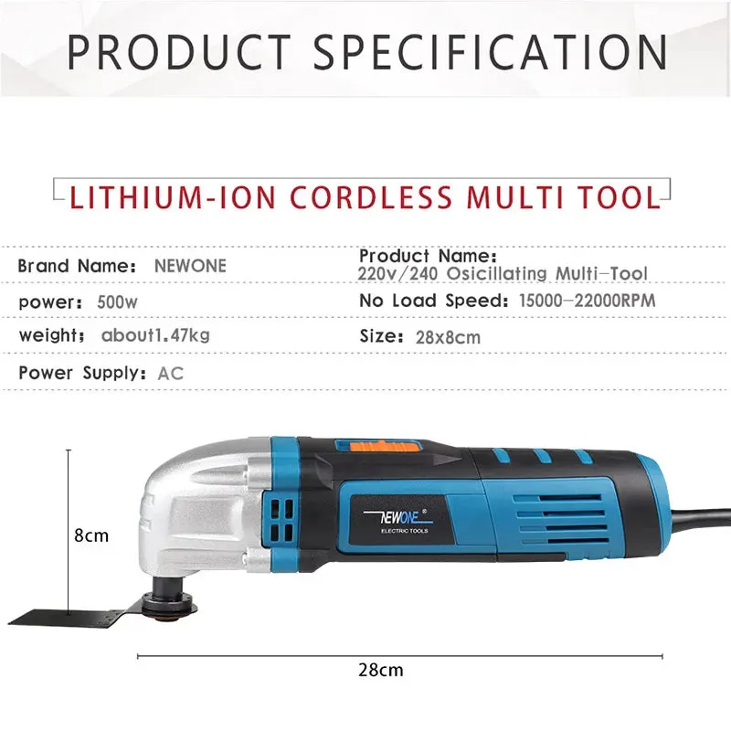 NEWONE 300w/350w/500w Oscillating Tool Multifunction Power Tool Electric Trimmer Renovator Saw 3with Handle,DIY Home Improvement