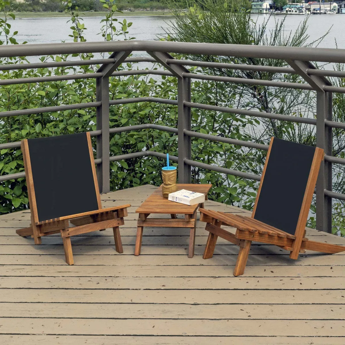 Outdoor Furniture - Patioflare Lakeside Lazy Lounge Set, Black PF10078 BK