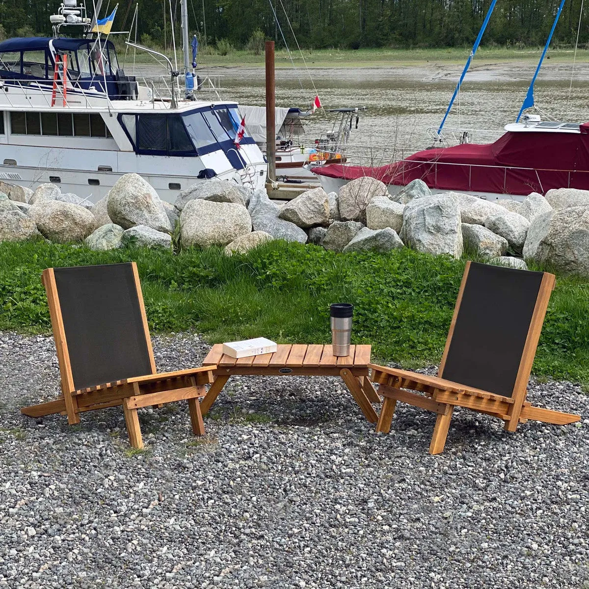 Outdoor Furniture - Patioflare Lakeside Lazy Lounge Set, Black PF10078 BK