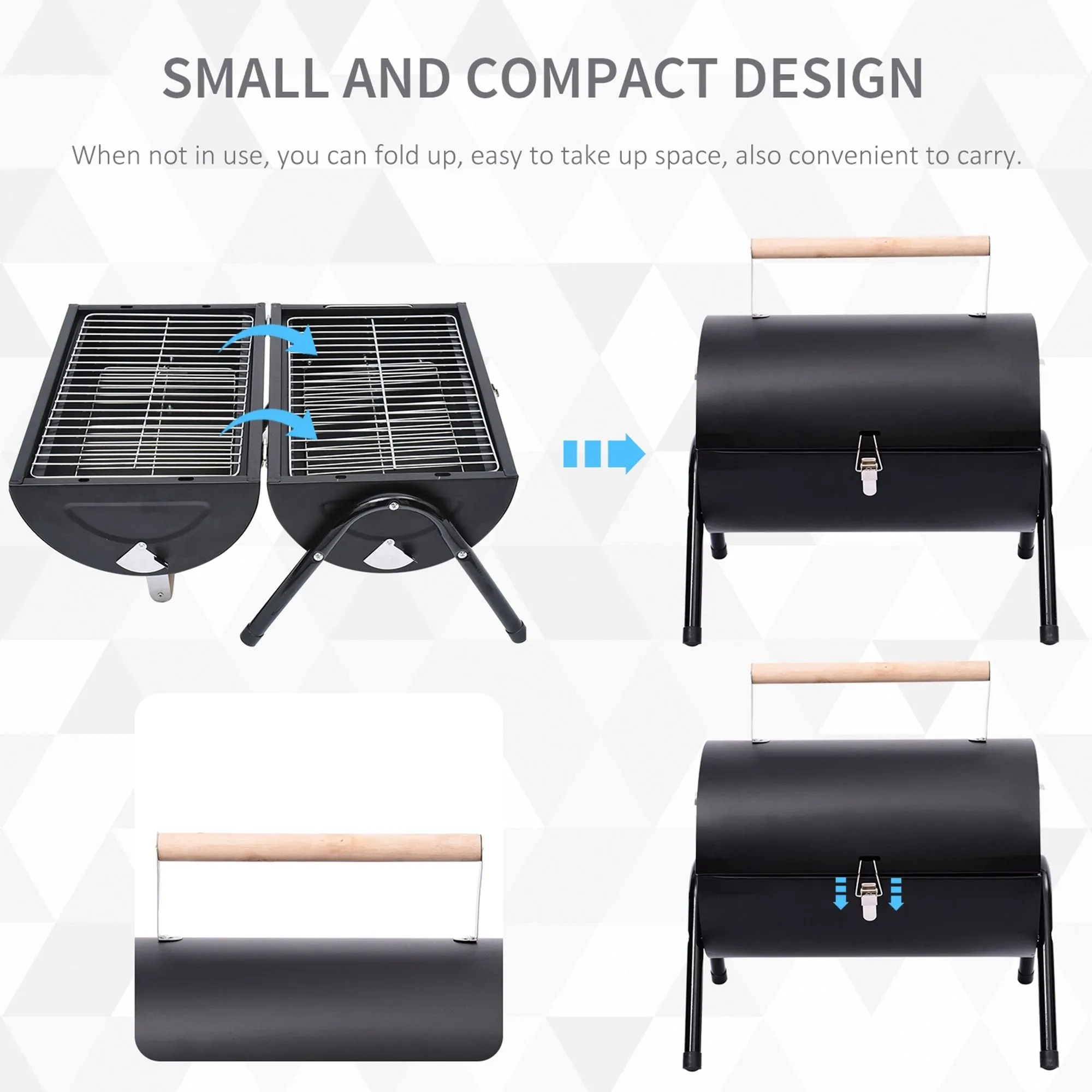 Outsunny Compact Steel Portable Charcoal BBQ Grill - Black
