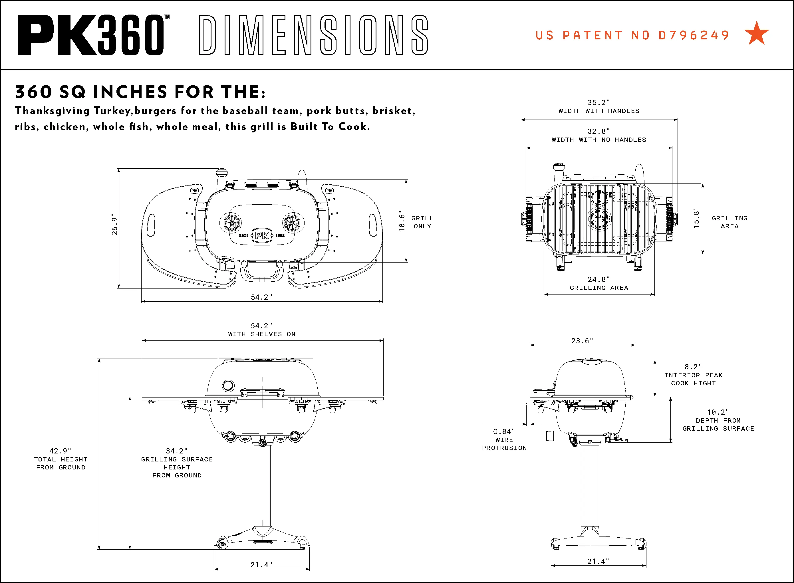PK360 Grill Graphite with Black Shelves