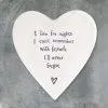 Porcelain Heart Coaster - I Live For Nights I Can't Remember - East Of India - 10x11x0.5cms