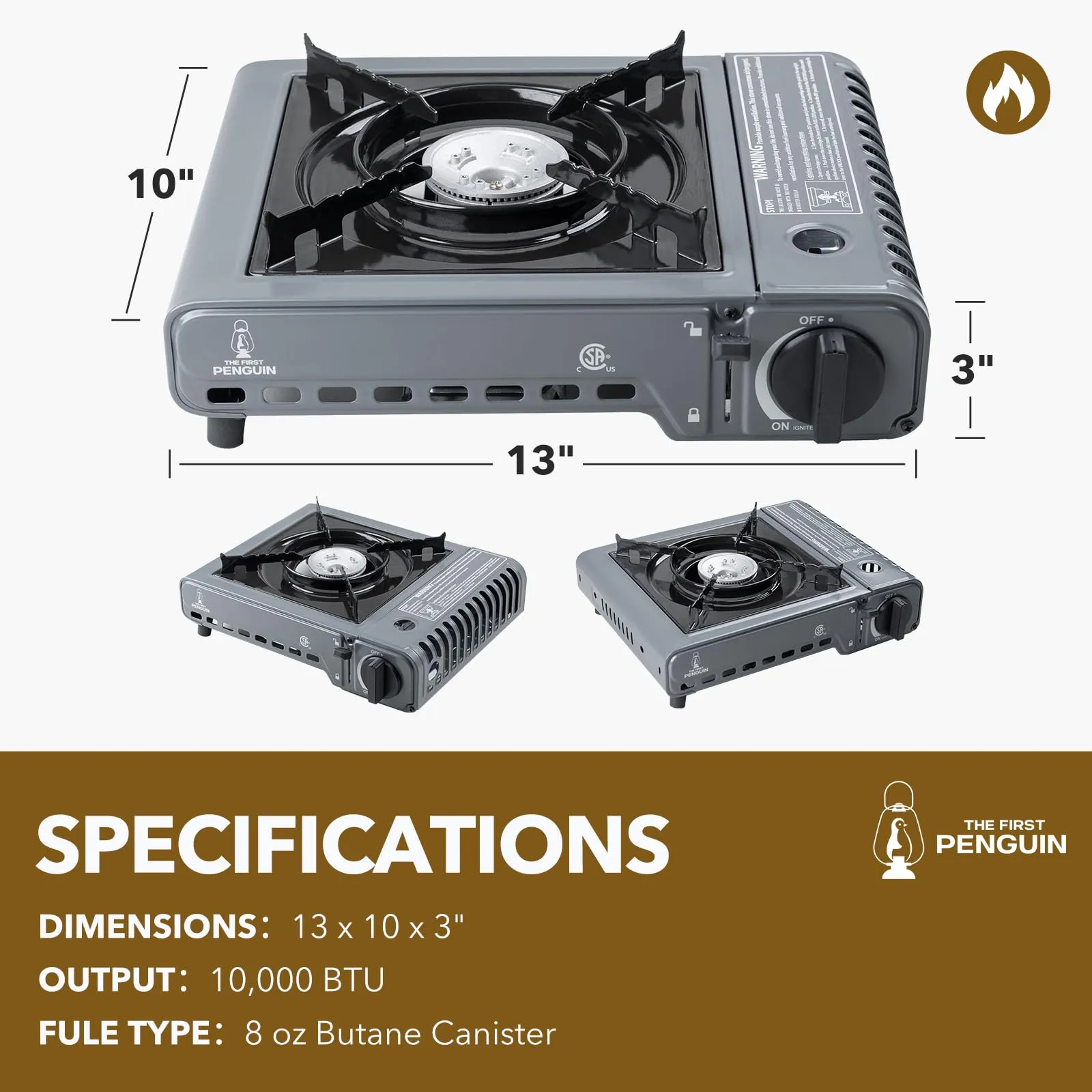 Portable Butane Camping Stove with Case - 10,000 BTU