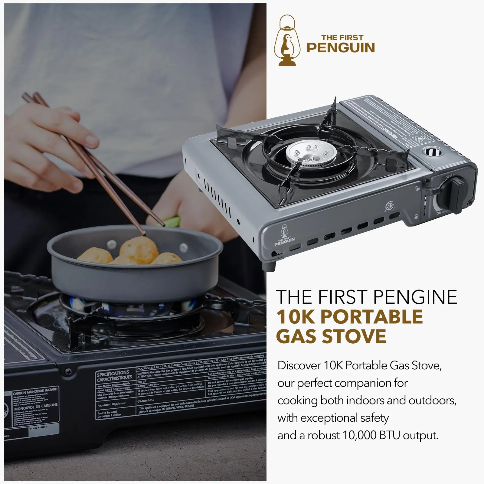 Portable Butane Camping Stove with Case - 10,000 BTU