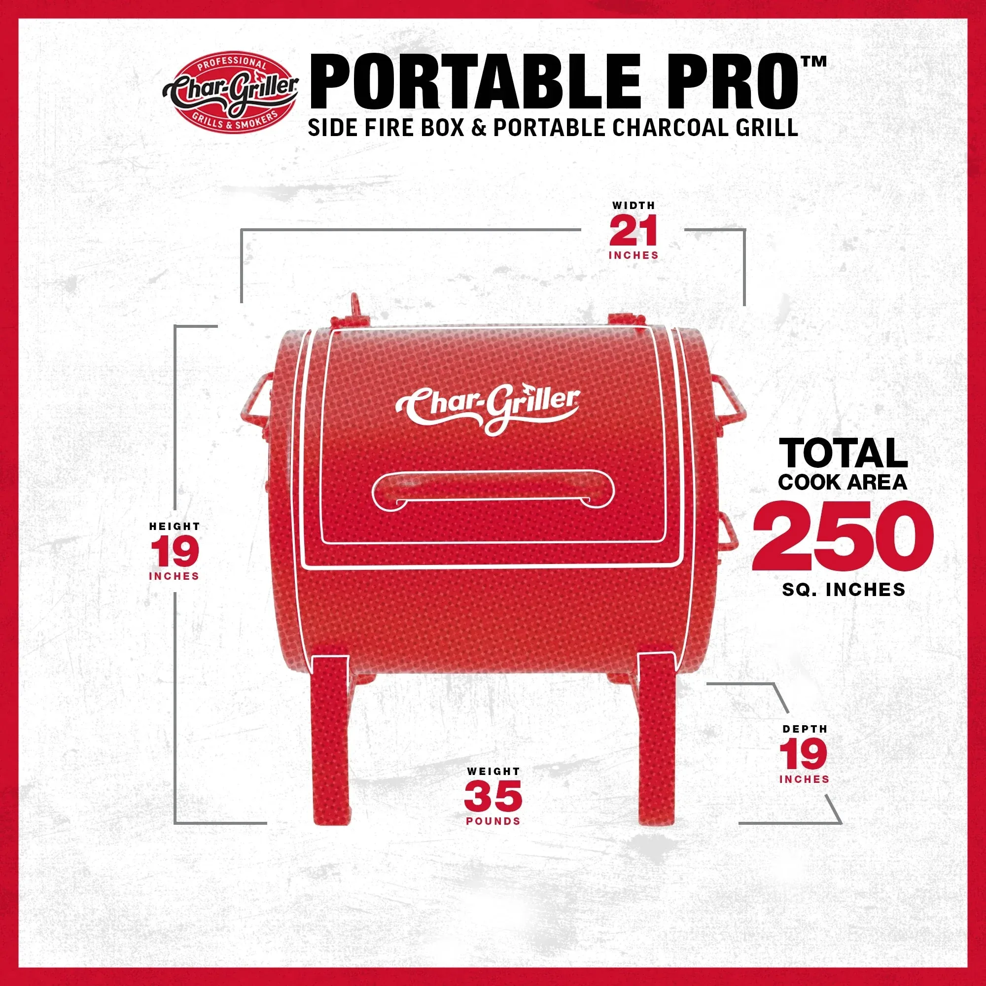 Portable Pro™ Charcoal Grill and Side Fire Box