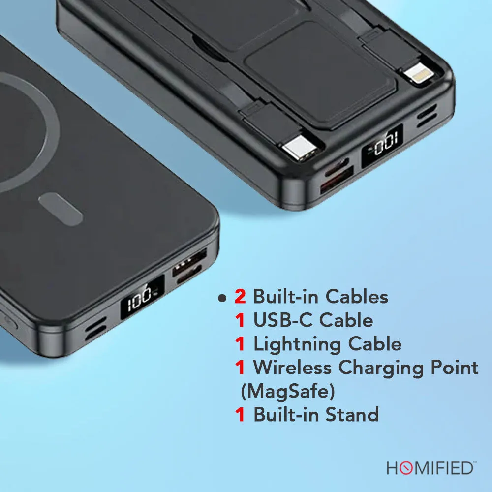 Power Pulse 10000 mAh with in-built cables (compatible with iOS and android)