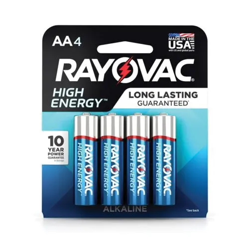 RAYOVAC® HIGH ENERGY™ 815-30PPTK Battery, Alkaline, AA, 750 mAh, 1.5 V Nominal