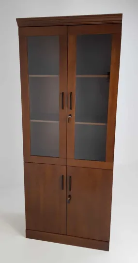 Real Wood Veneer Two Door Executive Bookcase in Walnut - 1861A-2DR