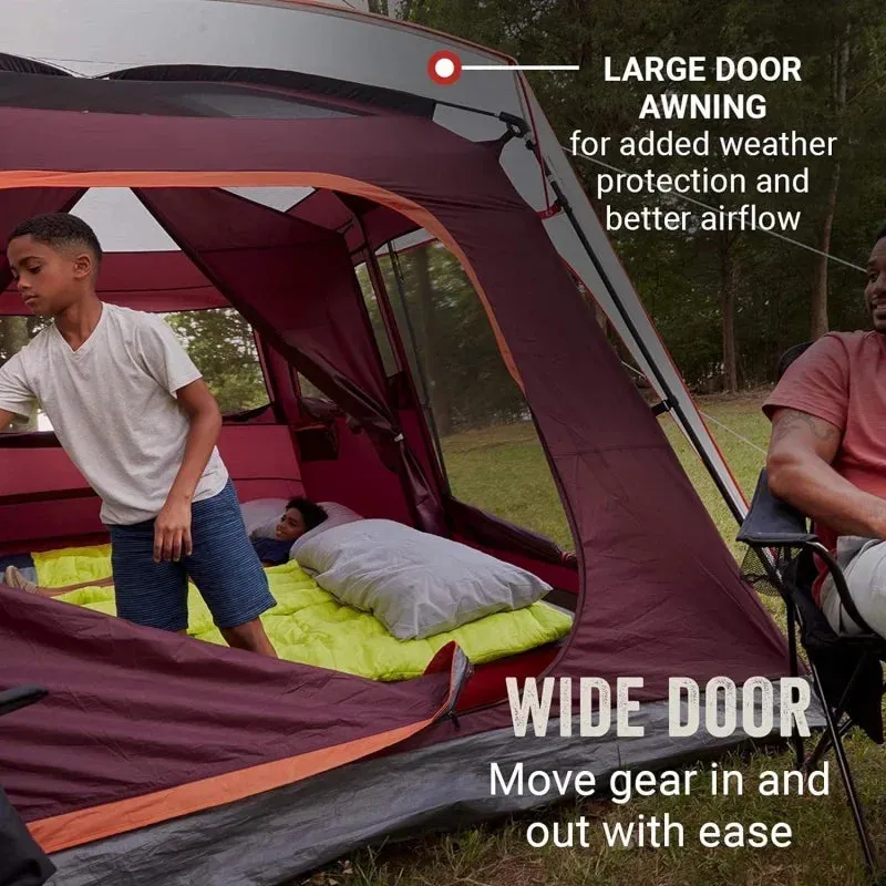 Skylodge Camping Tent, 8/10/12 Person Weatherproof Family Tent with Convertible Screen Room, Color-Coded Poles, Room Divider, R