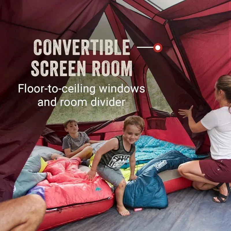 Skylodge Camping Tent, 8/10/12 Person Weatherproof Family Tent with Convertible Screen Room, Color-Coded Poles, Room Divider, R