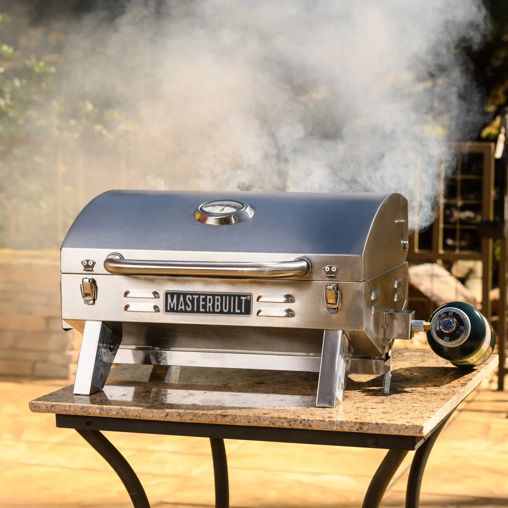 Stainless Steel 1-Burner Propane Gas Tabletop Grill