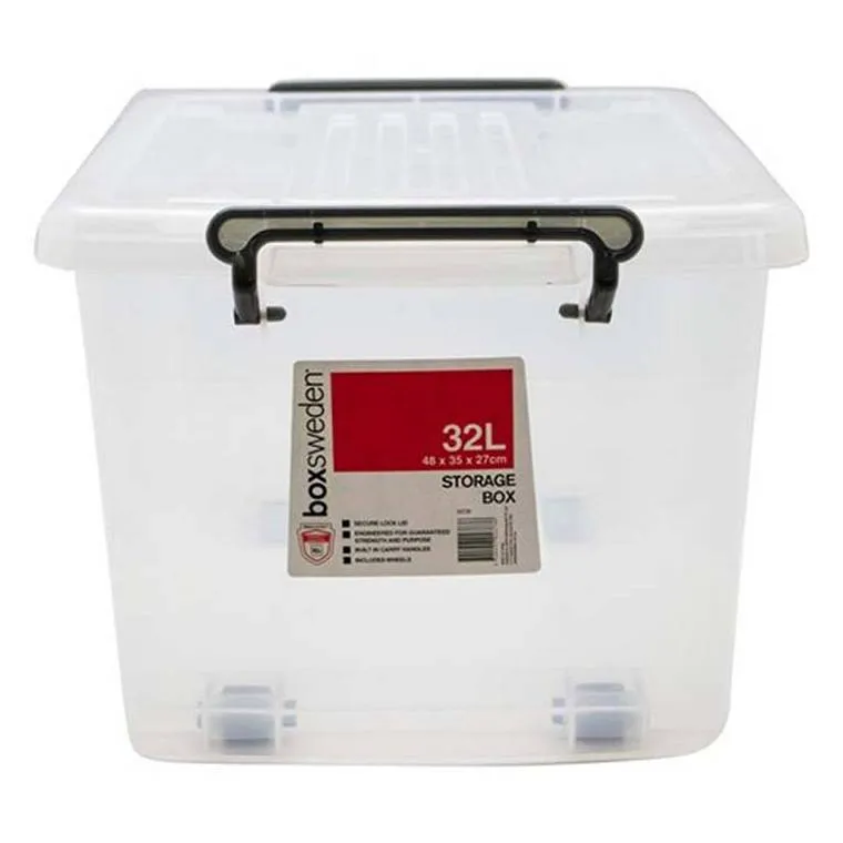 Storage Box, Heavy Duty, High, Transparent, 32L