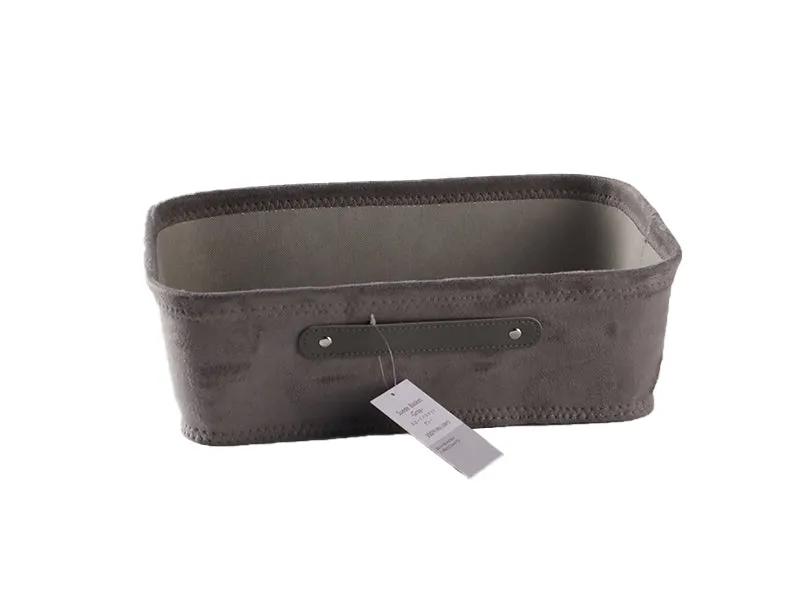 Suede Basket Grey 38cm x 26cm x 12cm