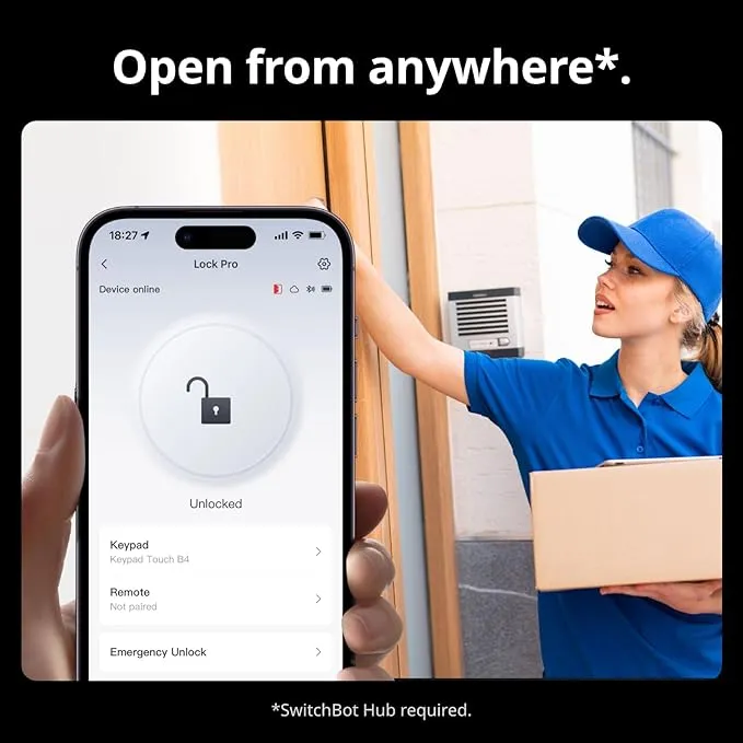 SwitchBot Lock Pro and Hub 2 Bundle | Keyless Entry Door Lock, Electronic Smart Deadbolt, Fits Your Existing Deadbolt in Minutes, Supports Matter, Alexa, Google, IFTTT