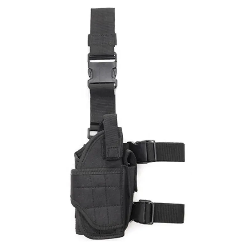 Tactical Holster, Durable Canvas, Drop-Leg Platform, Waterproof, Adjustable Straps, Available in Green, Black, Khaki