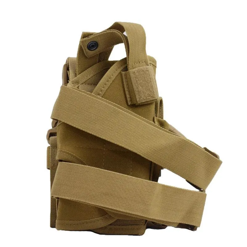 Tactical Holster, Durable Canvas, Drop-Leg Platform, Waterproof, Adjustable Straps, Available in Green, Black, Khaki