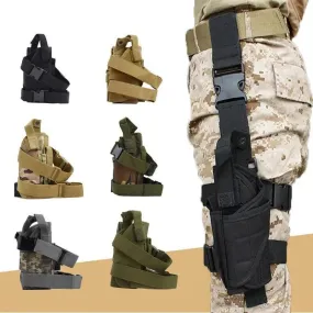 Tactical Holster, Durable Canvas, Drop-Leg Platform, Waterproof, Adjustable Straps, Available in Green, Black, Khaki