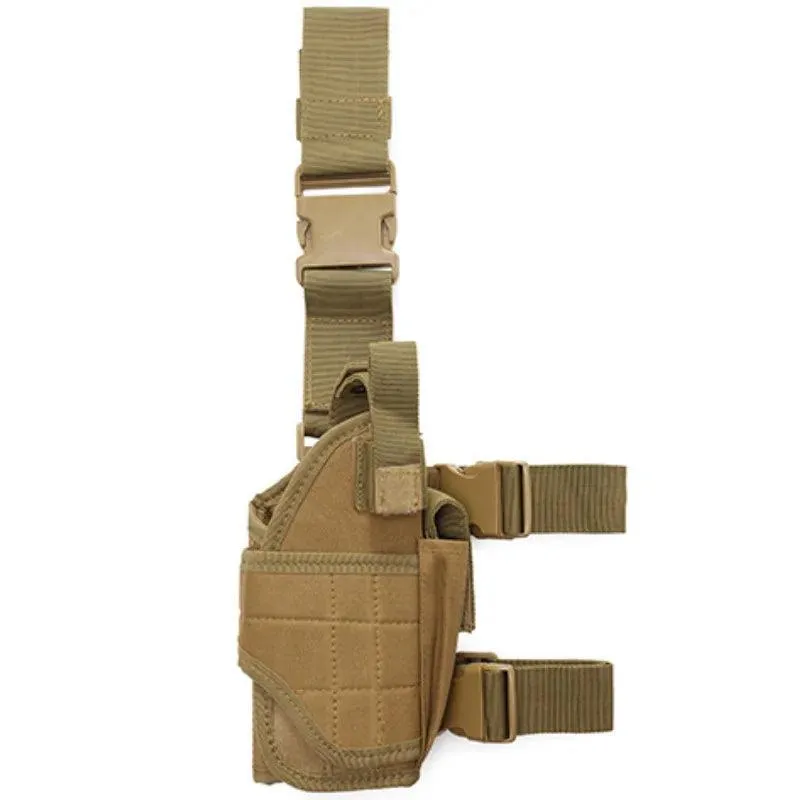 Tactical Holster, Durable Canvas, Drop-Leg Platform, Waterproof, Adjustable Straps, Available in Green, Black, Khaki