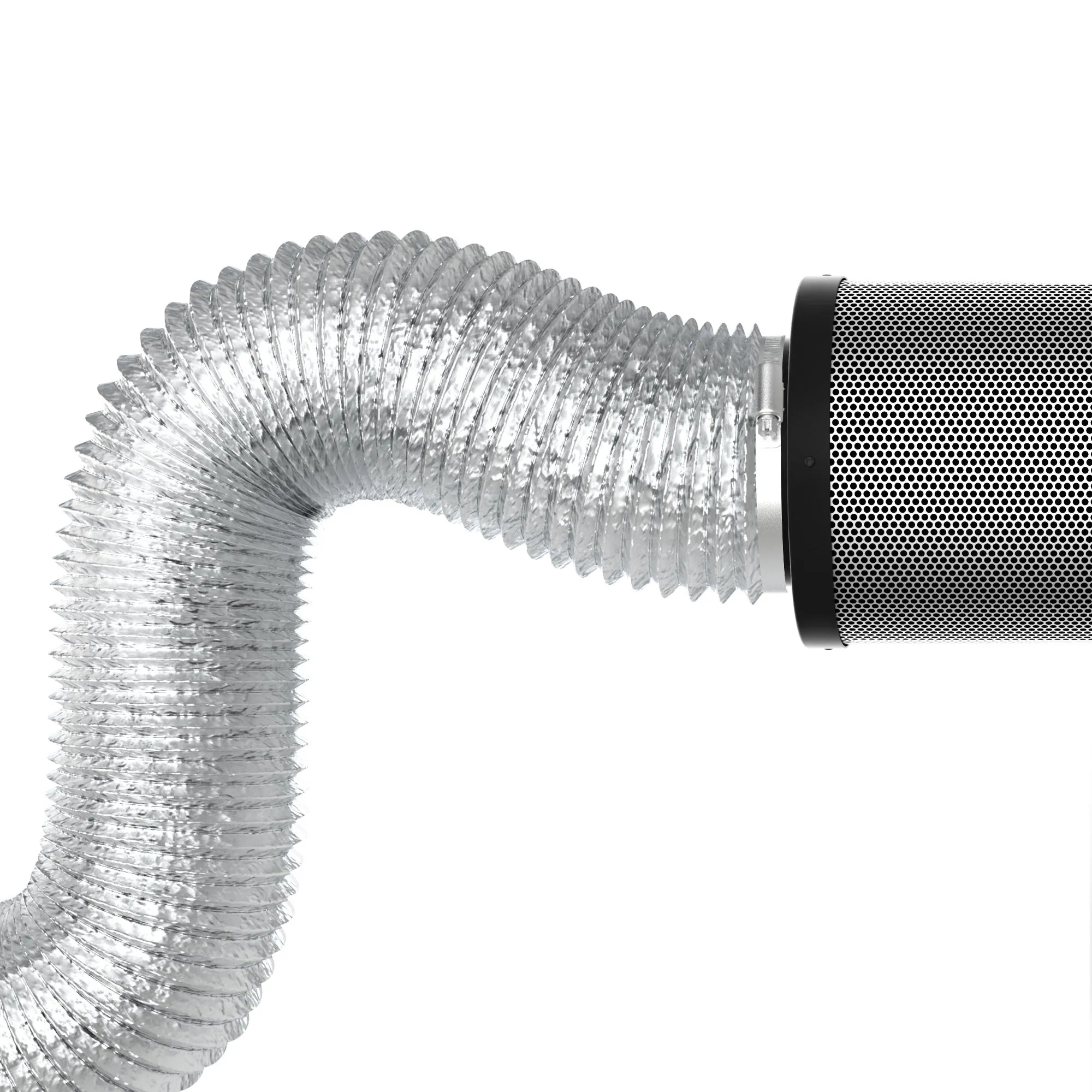TerraBloom 4" Air Duct - 25 FT Long, Silver Flexible Ducting with 2 Clamps