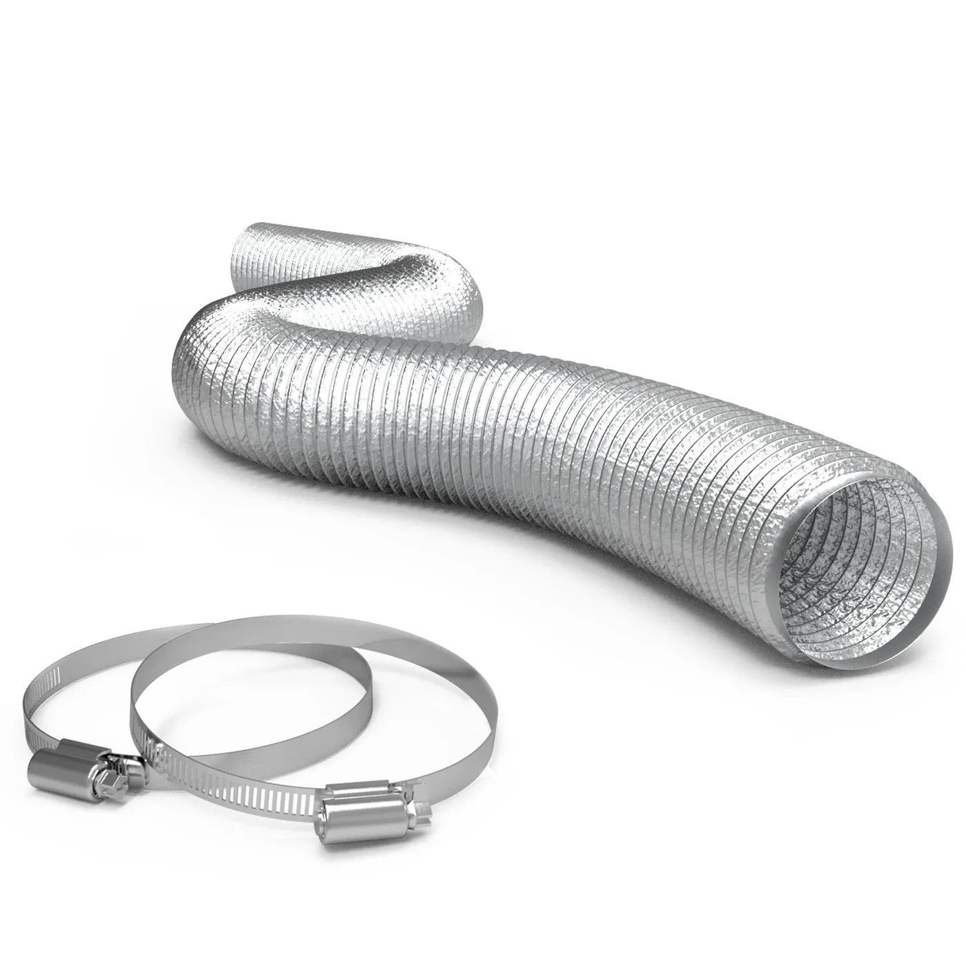TerraBloom 4" Air Duct - 25 FT Long, Silver Flexible Ducting with 2 Clamps
