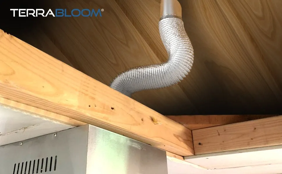 TerraBloom 4" Air Duct - 25 FT Long, Silver Flexible Ducting with 2 Clamps