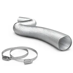 TerraBloom 4" Air Duct - 25 FT Long, Silver Flexible Ducting with 2 Clamps