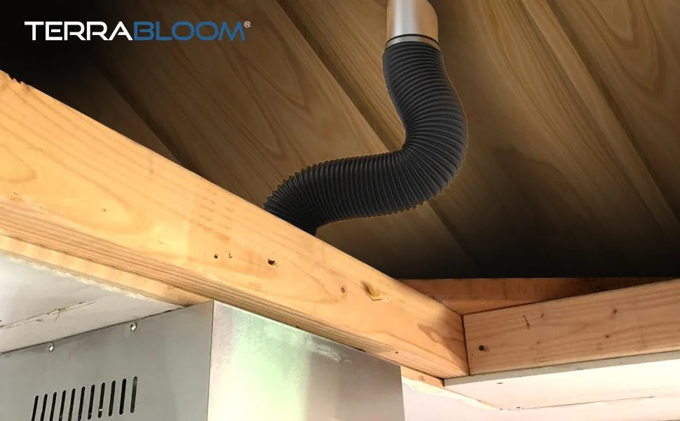 TerraBloom 8" Air Duct - 8 FT Long, Black Flexible Ducting with 2 Clamps