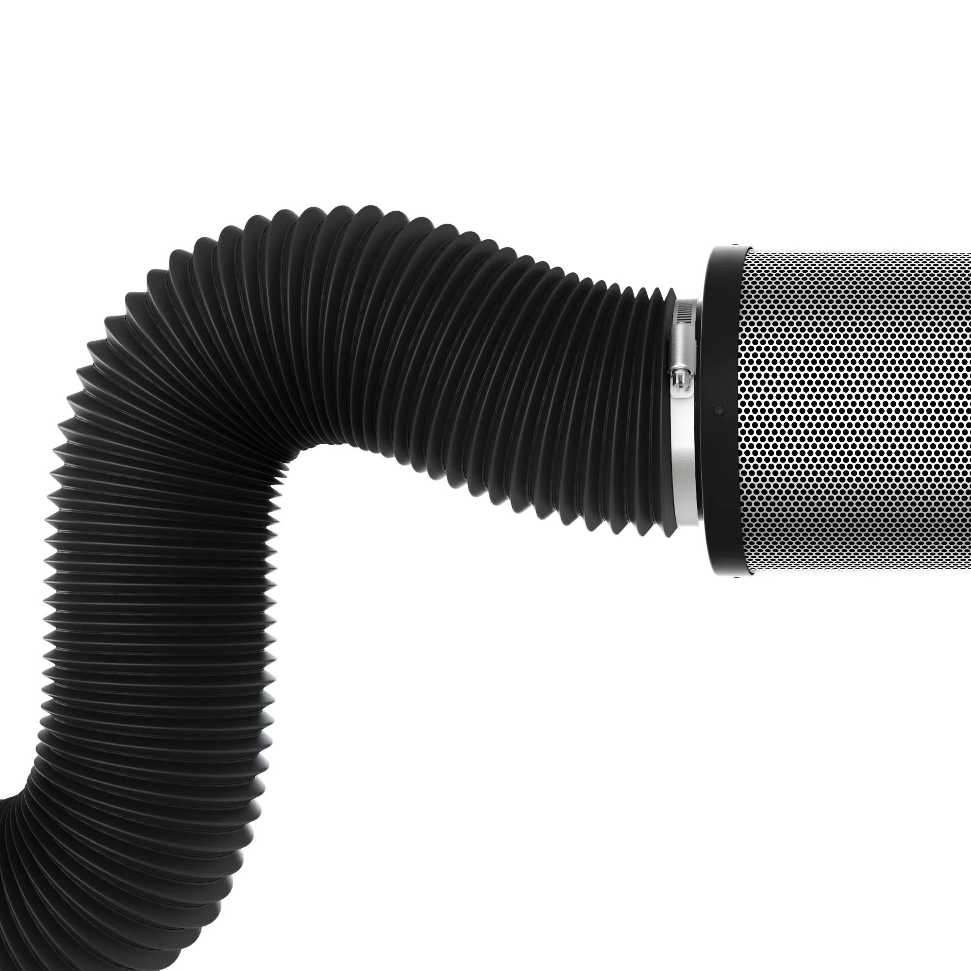 TerraBloom 8" Air Duct - 8 FT Long, Black Flexible Ducting with 2 Clamps