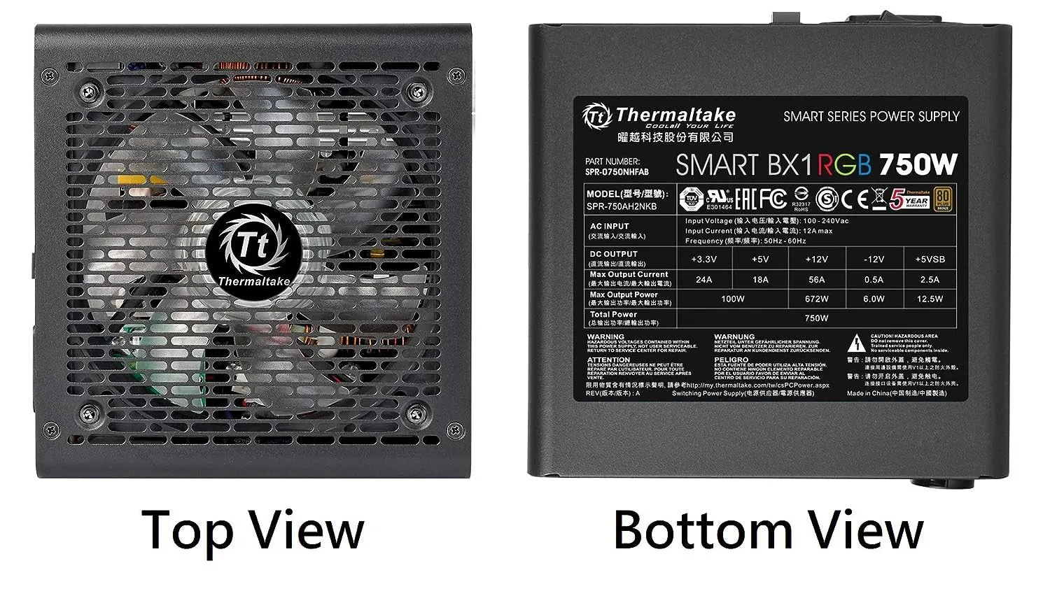 Thermaltake Smart BX1 RGB 80  Bronze 750W SLI/Crossfire Haswell Ready Continuous Power ATX 12V Non-Modular Power Supply